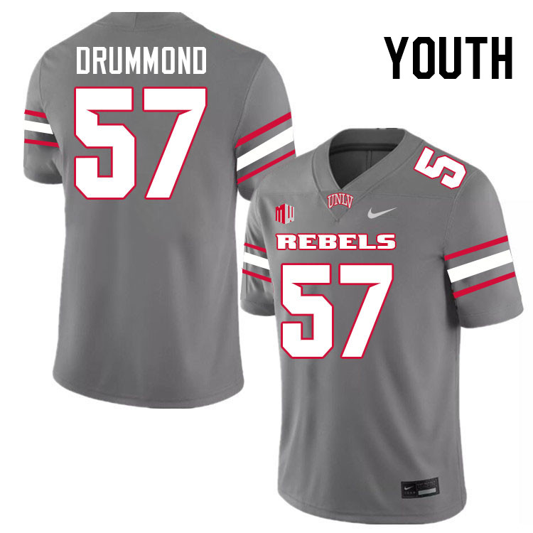 Youth #57 Dyllan Drummond UNLV Rebels College Football Jerseys Stitched-Grey